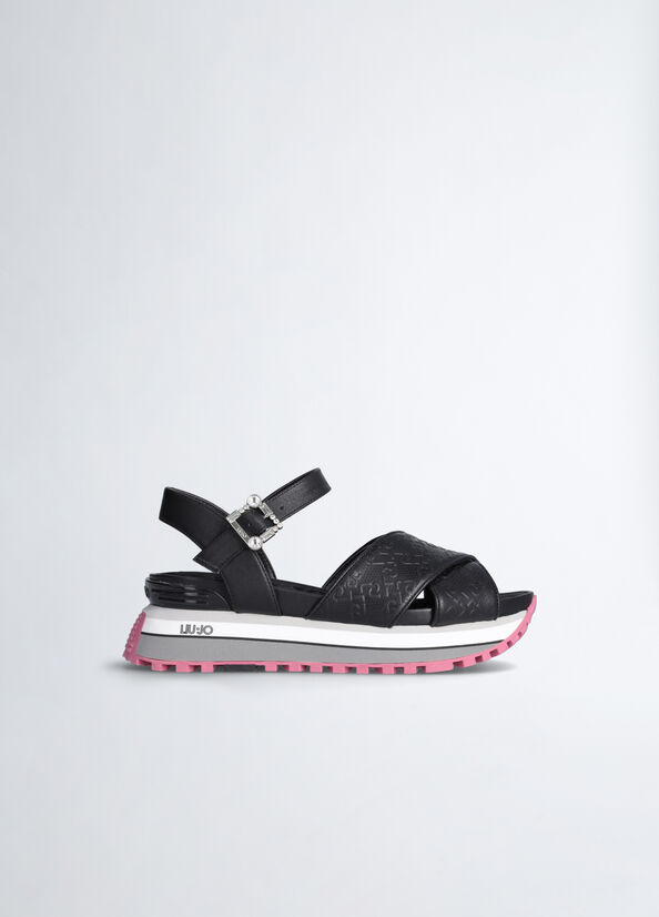 Sandali platform con logo monogram