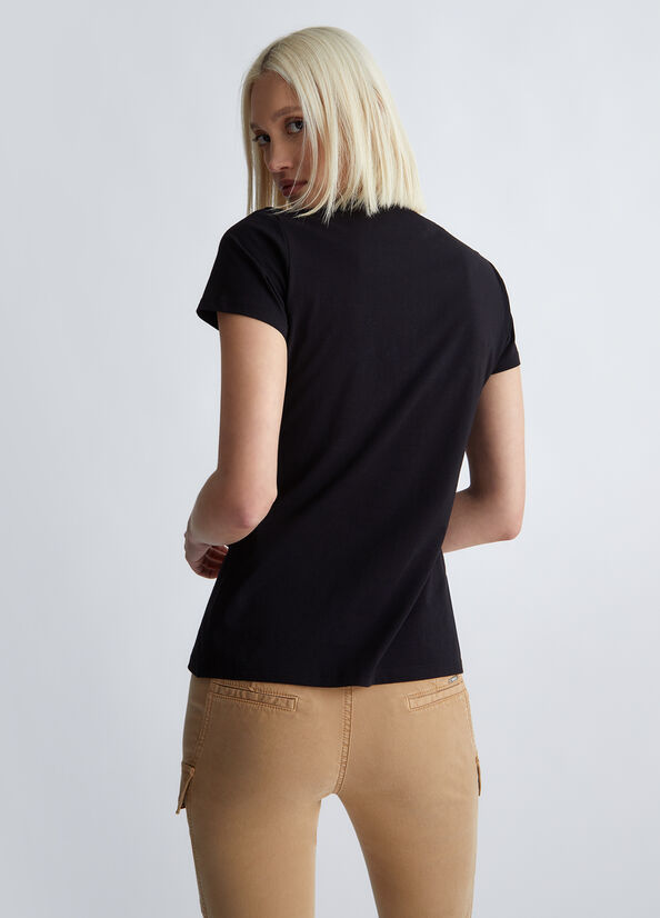 T-shirt ecosostenibile con logo e strass