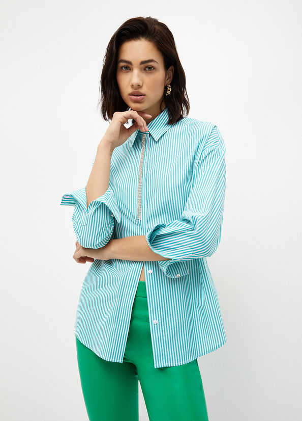 Camicia a righe in popeline