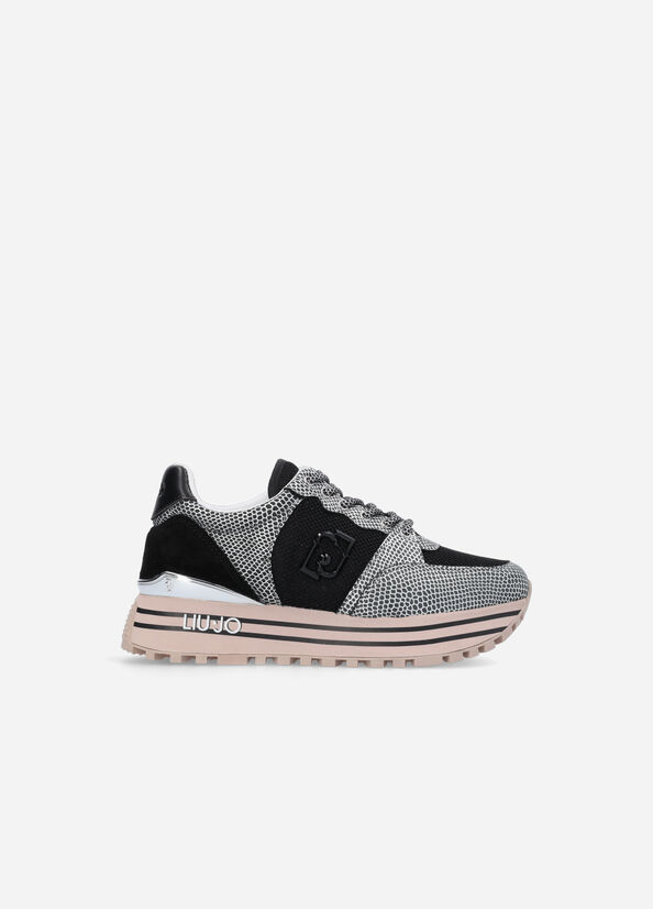 Sneakers platform con stampa pitone
