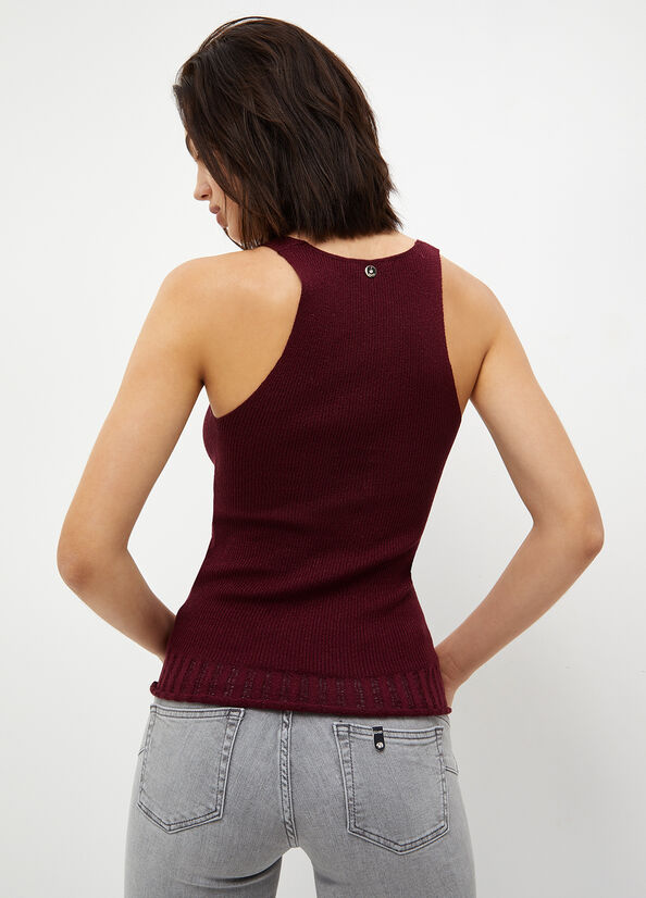 Top rosso ecosostenibile in maglia