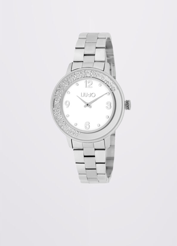 Orologio in acciaio con cristalli