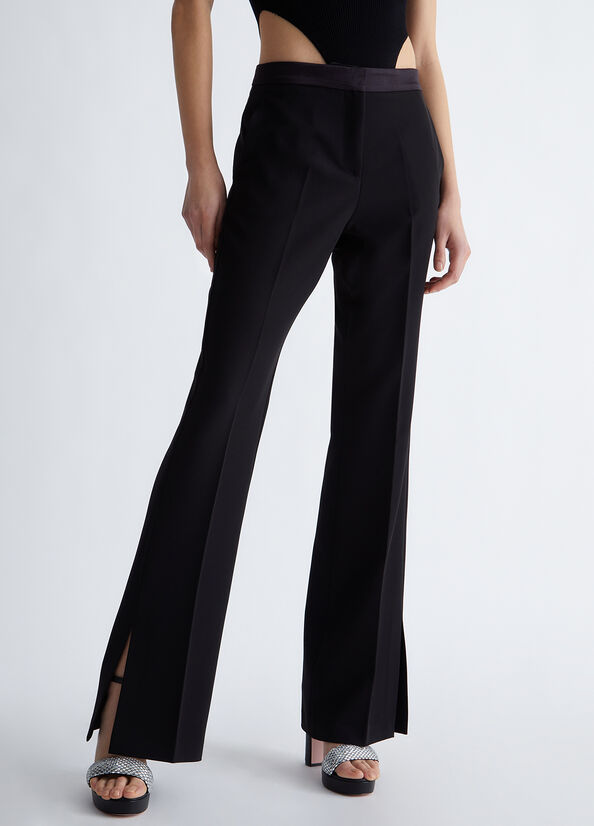 Pantaloni eleganti neri con spacchetto