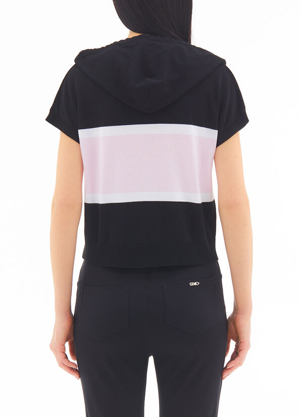 T-shirt in maglia con cappuccio