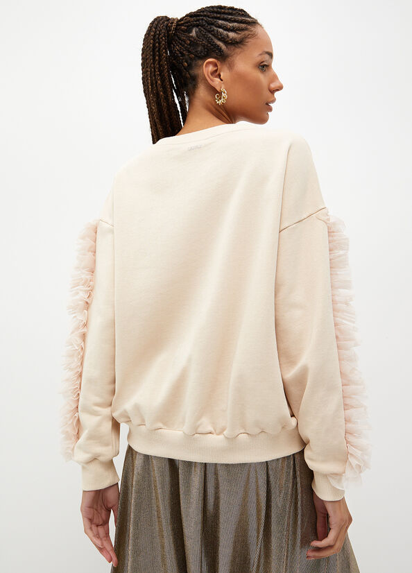 Felpa con strass e tulle