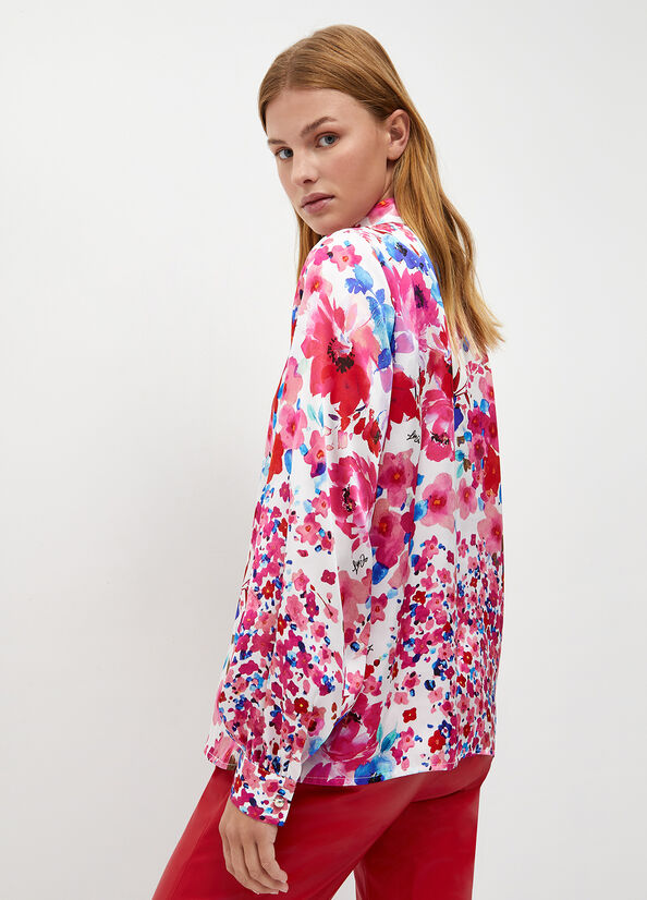 Camicia floreale in raso