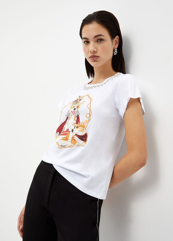 T-shirt con frange gioiello