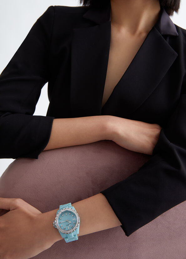 Orologio azzurro in acciaio smaltato