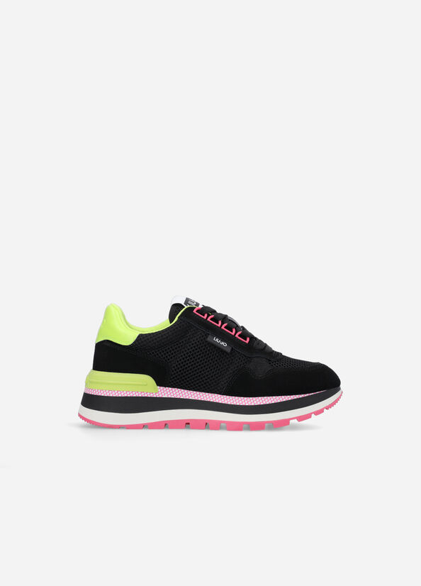 Sneakers nere in suede e mesh