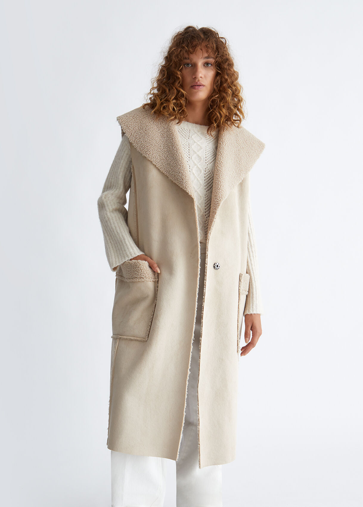 Dove grey faux shearling gilet