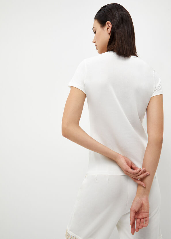 T-shirt con logo e strass