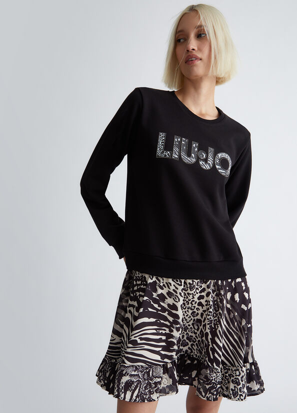 Vestito in felpa con gonna animalier