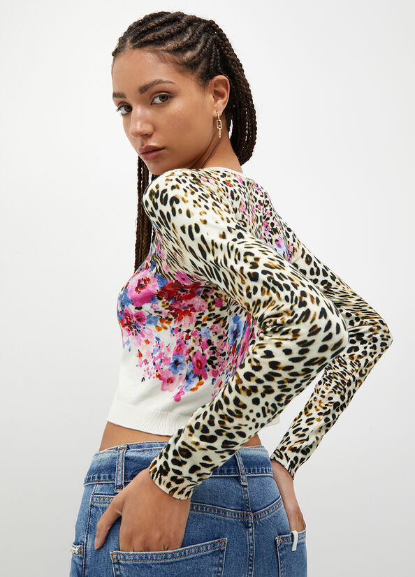 Cardigan animalier floreale