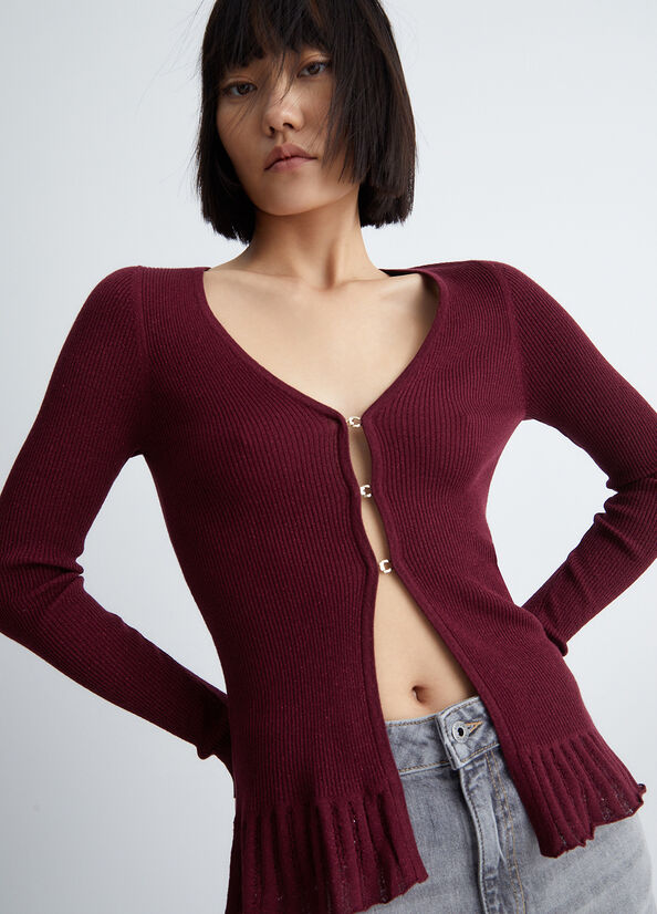 Cardigan rosso ecosostenibile