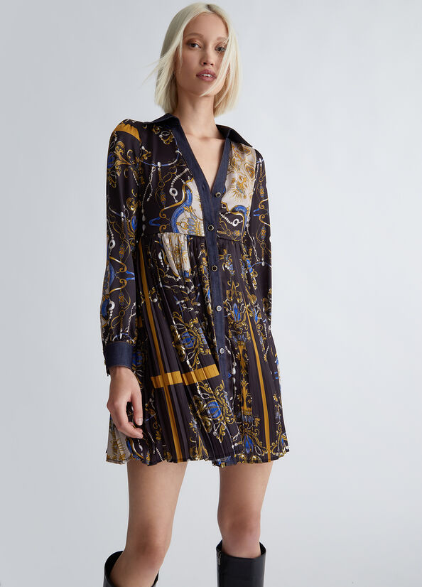 Vestito chemisier con stampa foulard