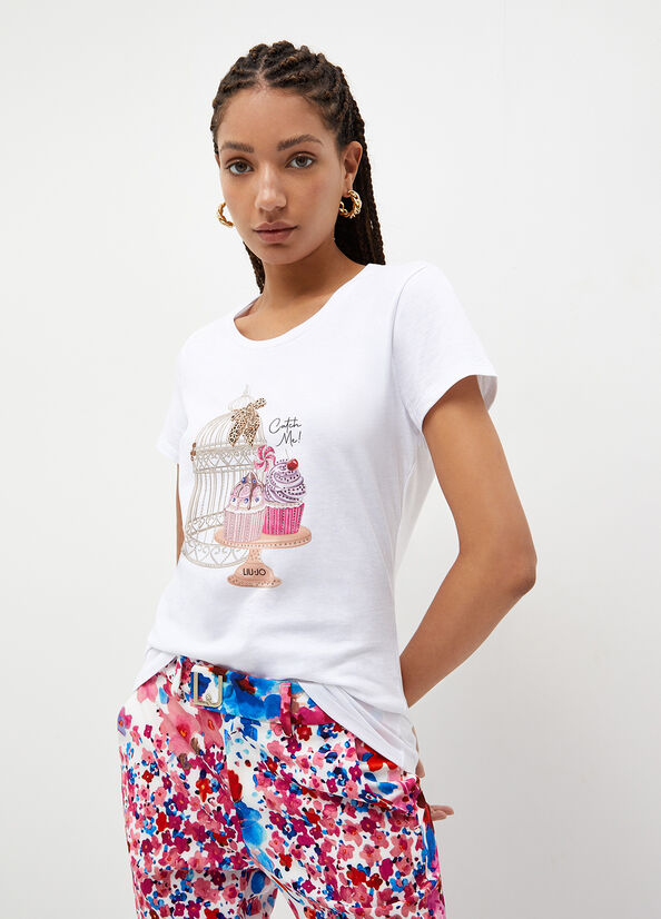 T-shirt con stampa Cage&Cupcake