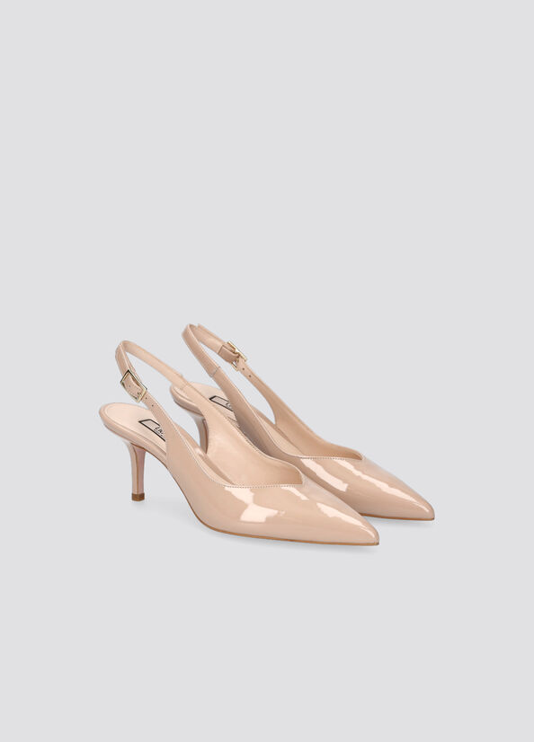 Décolleté sling back in vernice