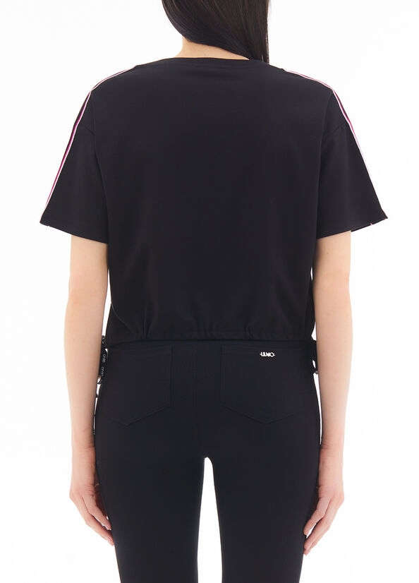 T-shirt con bande logate