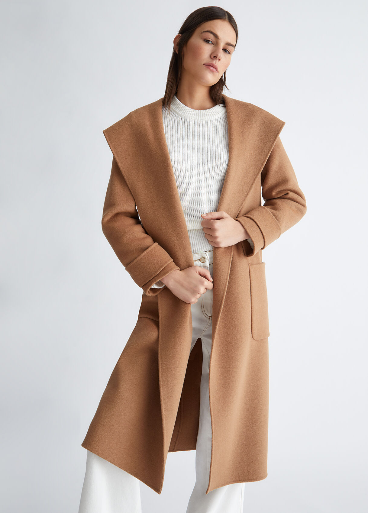 Wool blend camel coat