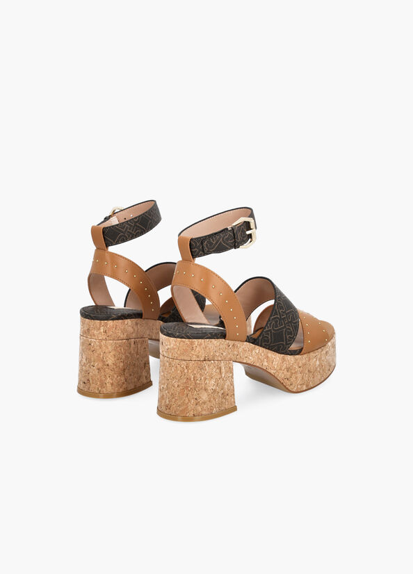 Sandali con tacco e logo monogram