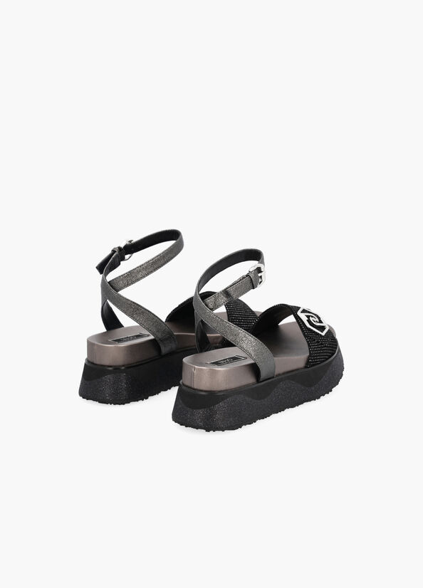 Sandali platform effetto laminato