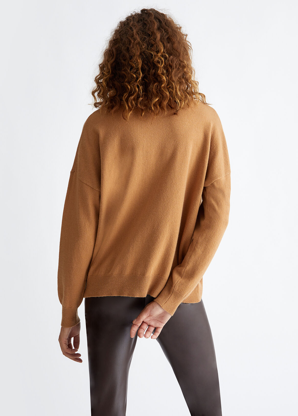 Turtleneck with logo and rhinestones