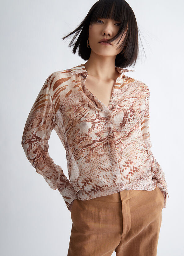 Camicia pitonata in misto seta