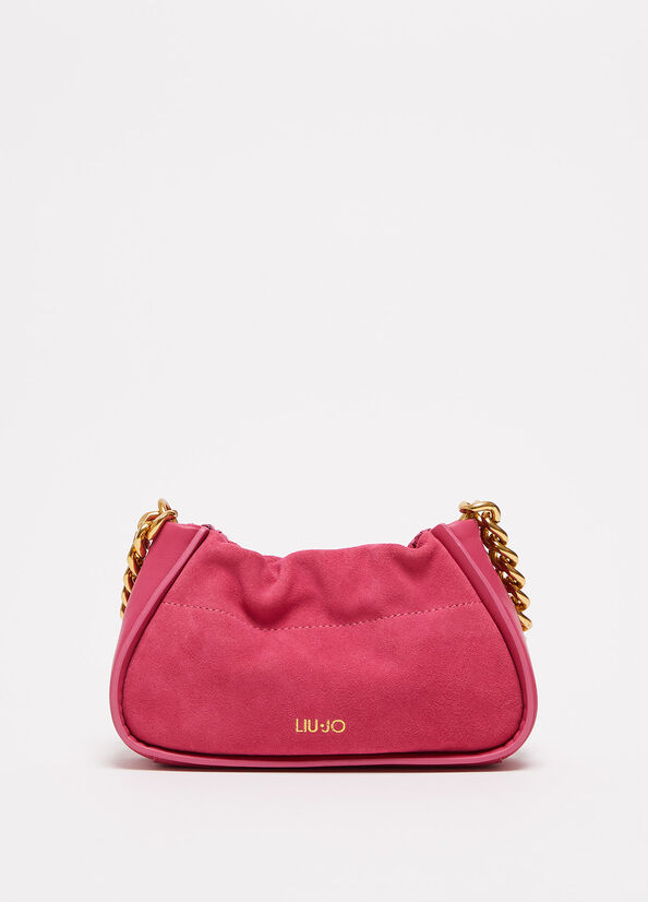 Borsa a mano in suede con logo