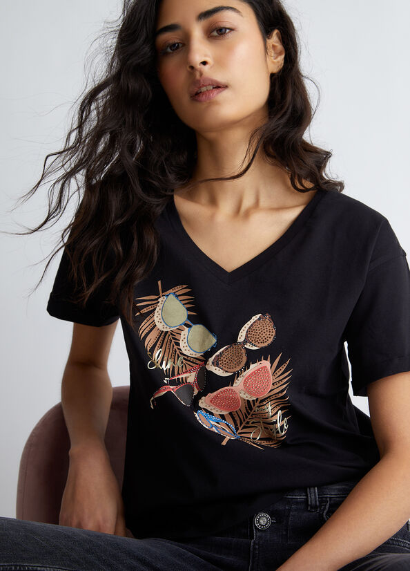 T-shirt con stampa Sunglasses