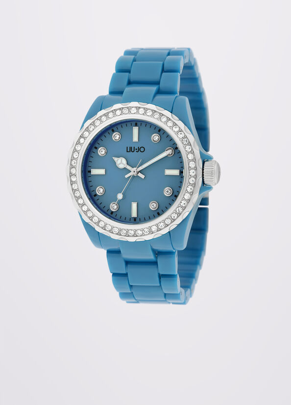 Orologio blu in acciaio smaltato