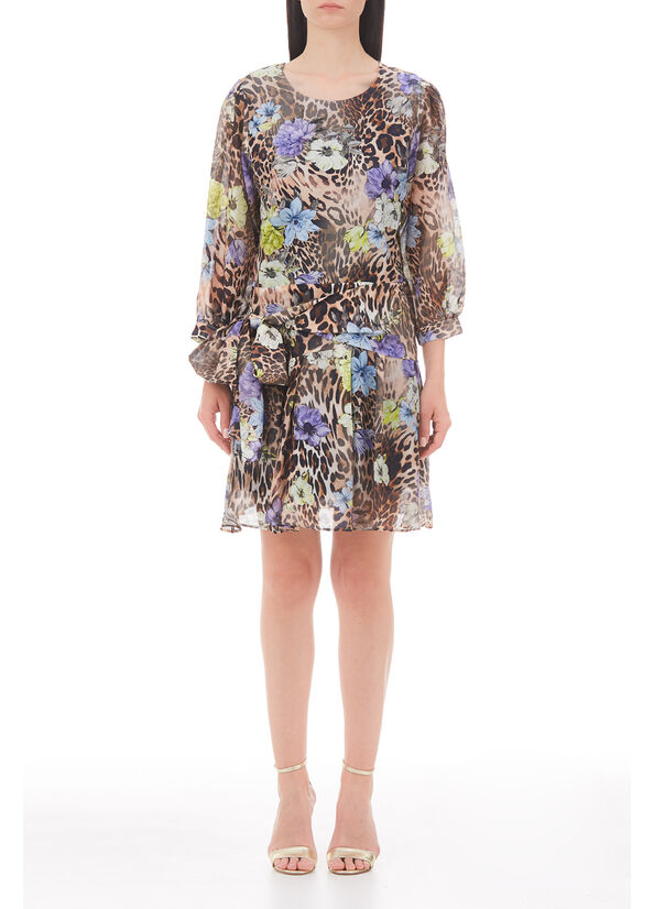 Vestito animalier in misto seta