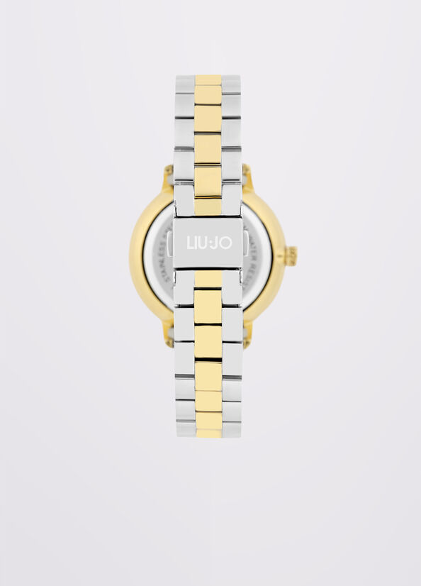 Orologio bicolor con cristalli