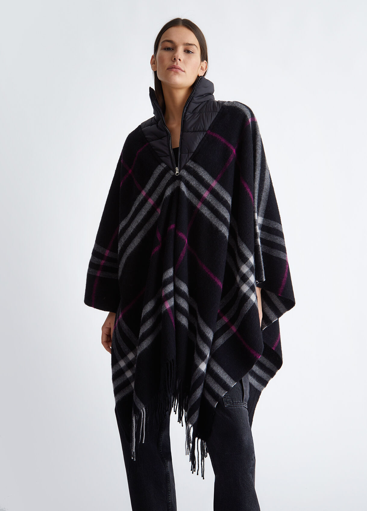 Check wool cape