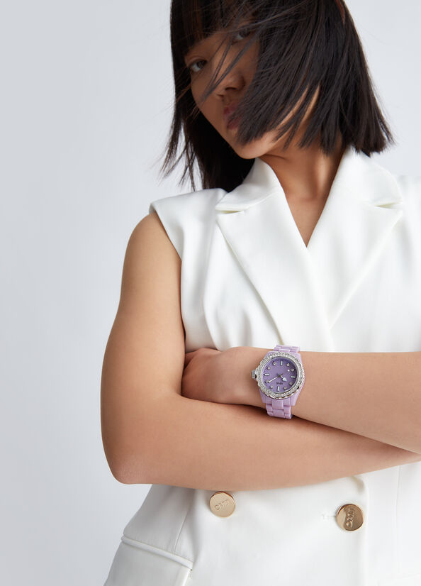 Orologio lilla in acciaio smaltato