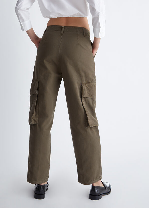 Pantaloni cargo in gabardina