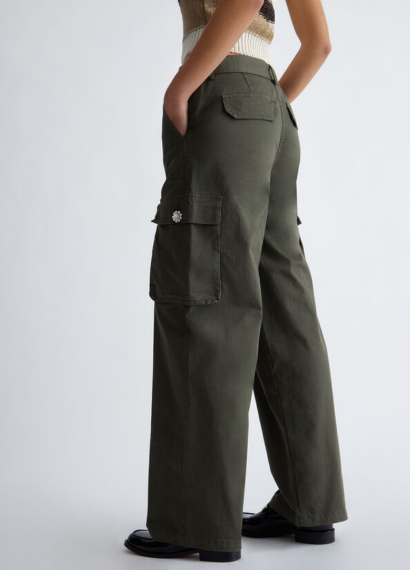 Pantaloni cargo con bottoni gioiello