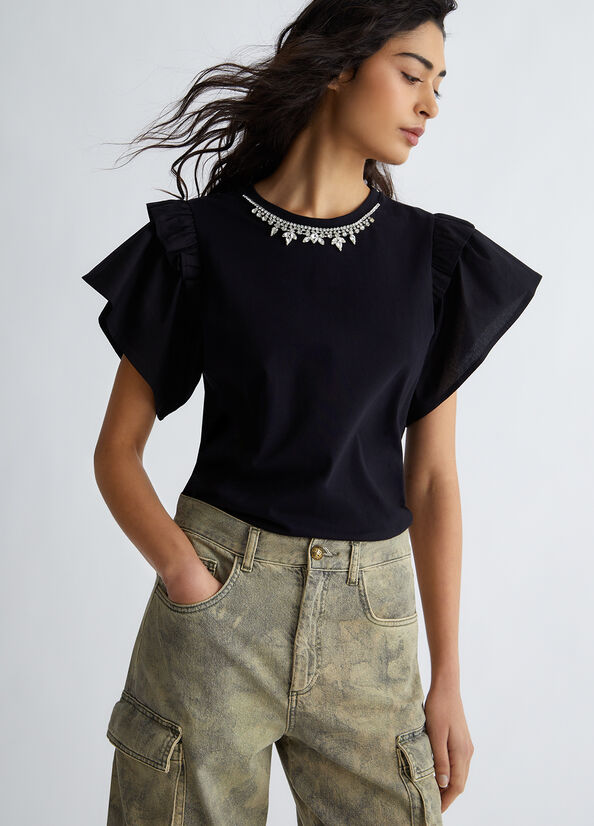 T-shirt con ricami gioiello
