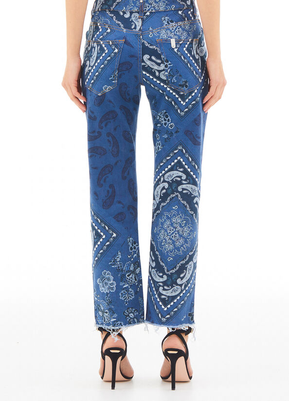Jeans dritto con stampa all over