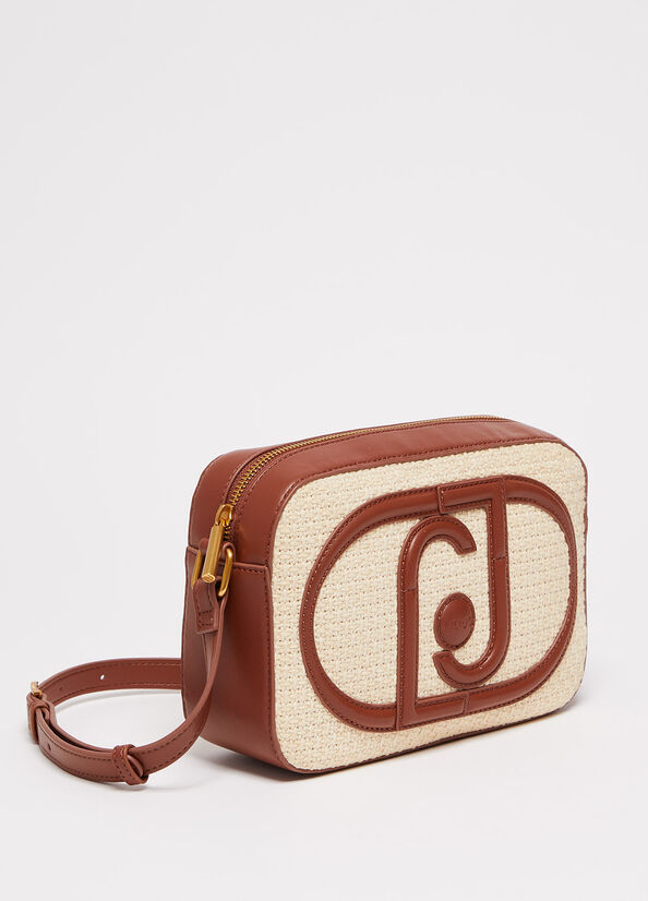 Borsa a tracolla intrecciata con logo