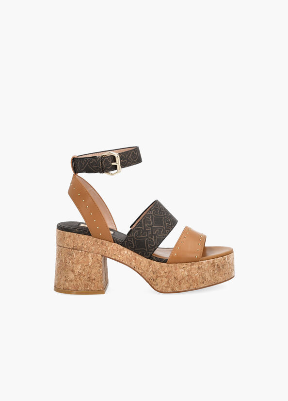 Sandali con tacco e logo monogram