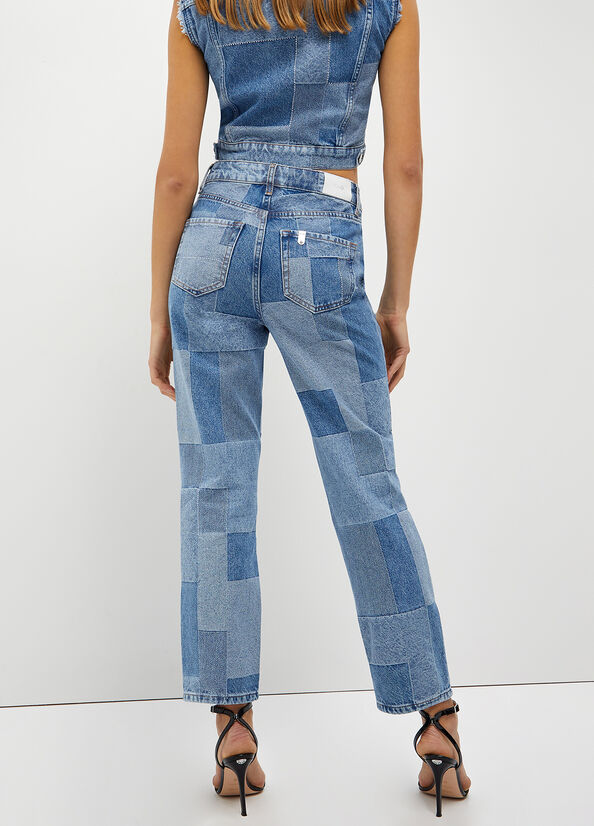 Jeans patchwork jacquard