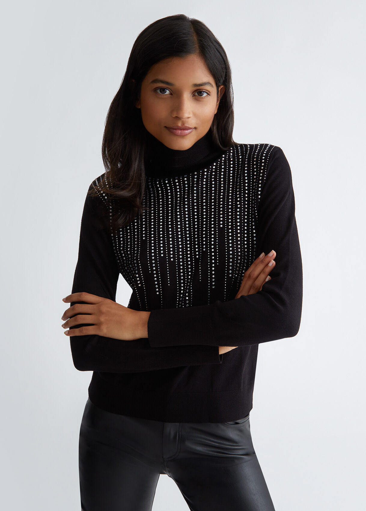 Turtleneck with dégradé gemstones