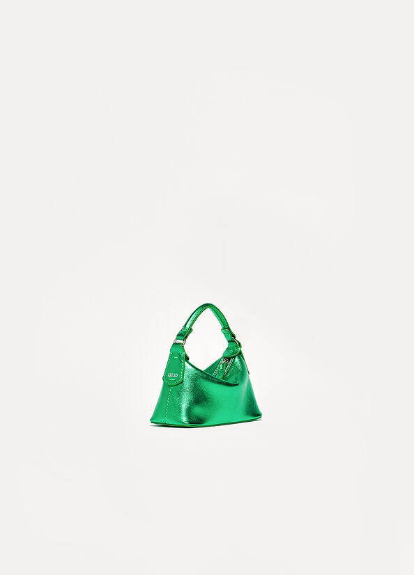 Micro borsa hobo in pelle laminata