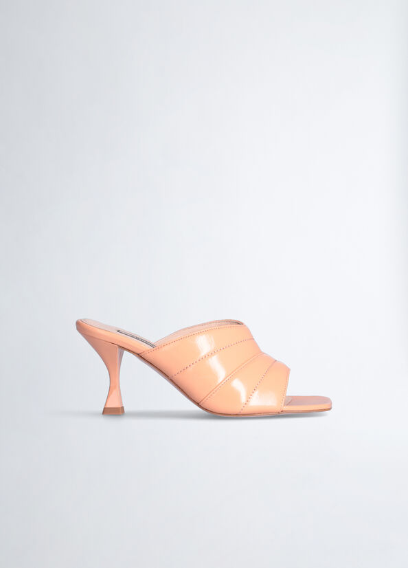 Sandali in pelle con tacco clessidra