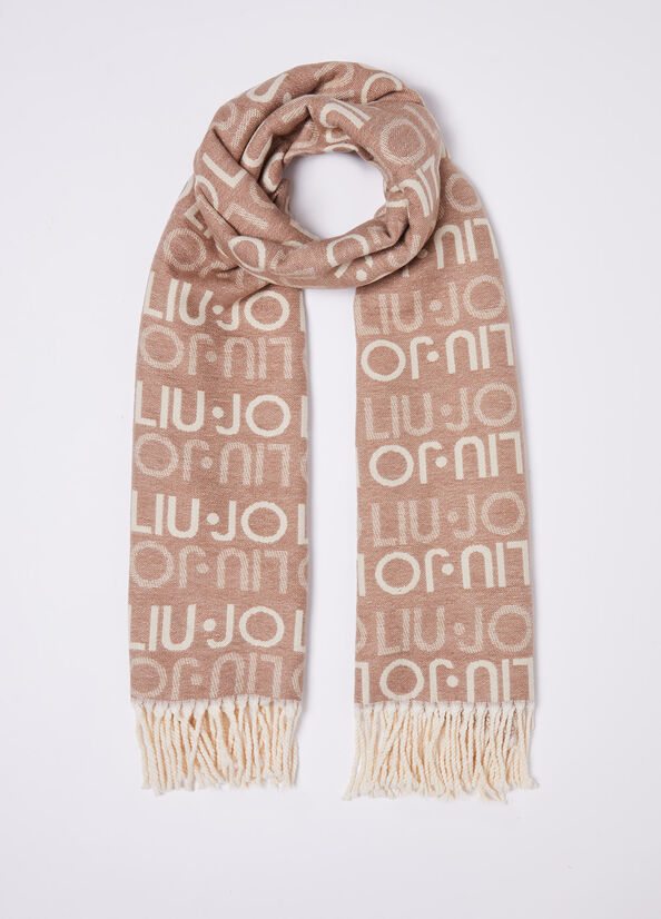 Stola beige con logo
