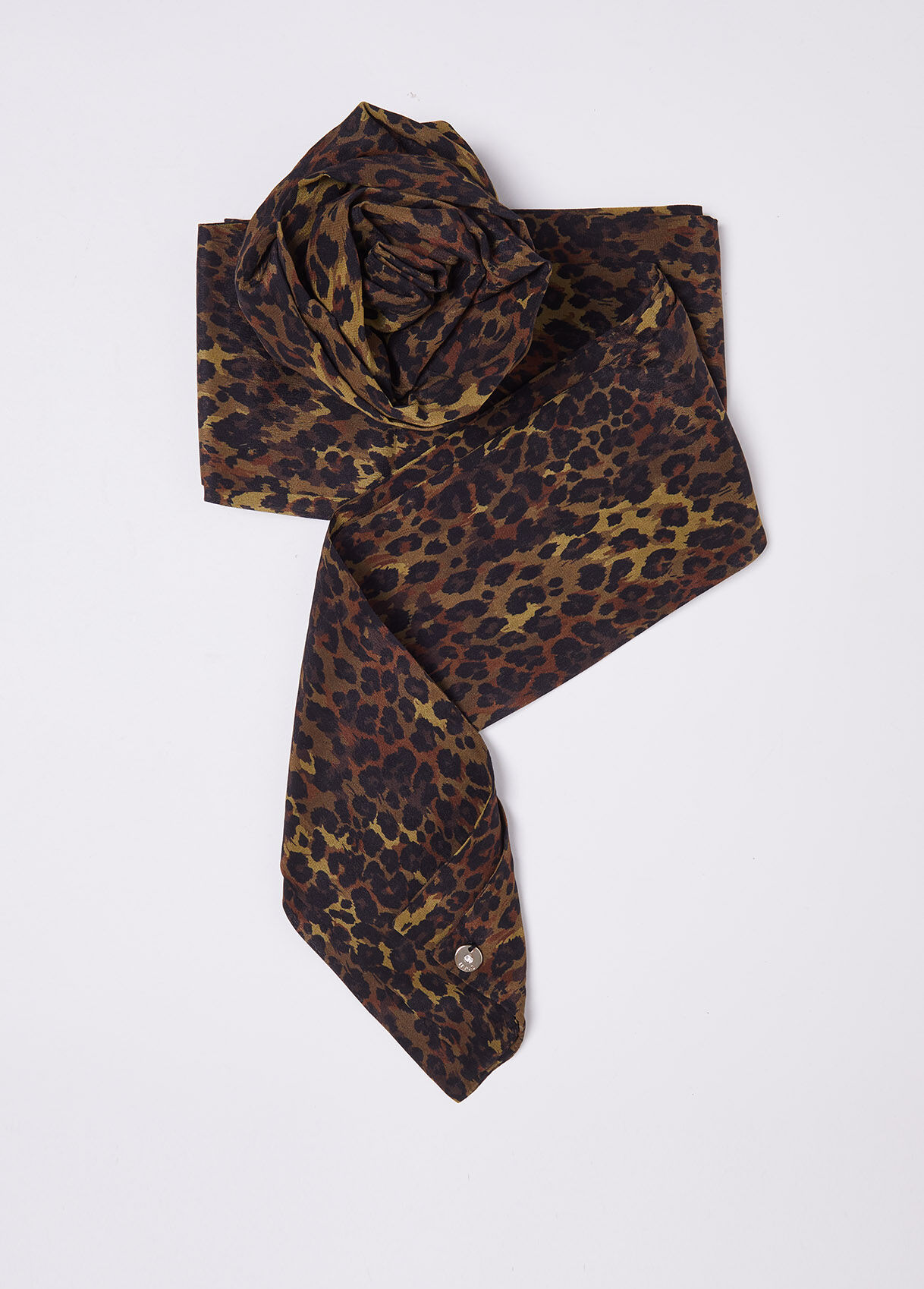 Silk scarf with brooch