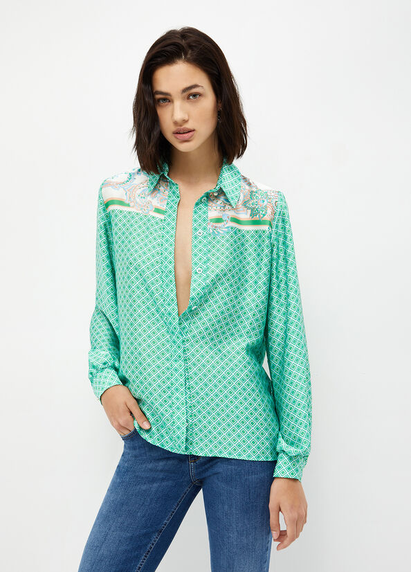 Camicia in raso stampato