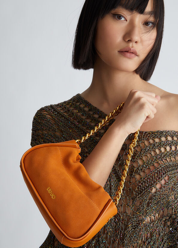 Borsa a mano in suede con logo