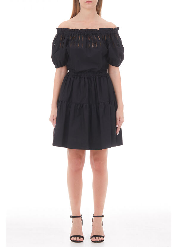 Vestito corto con scollo bardot