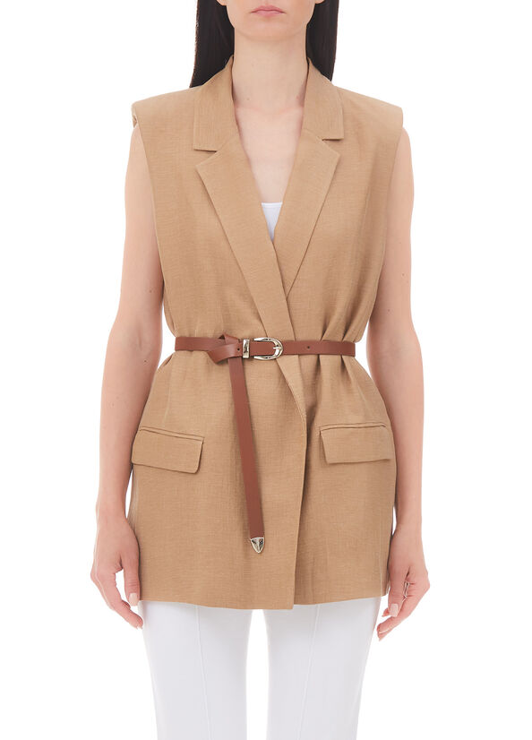 Gilet in lino con spalline
